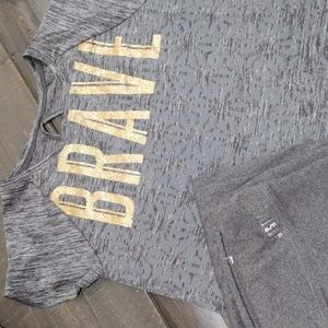 GIRLS BUNDLE IDEOLOGY SZ XL "BRAVE" ACTIVE TOP ... GRAY JUSTICE LEGGING SZ 20